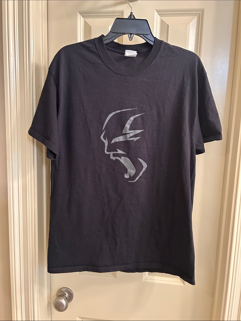 Port and Company Black Short-Sleeve Tee with Silver Graphic Face